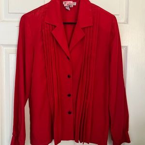 Vintage Laura & Jayne Red Blouse with Black Buttons